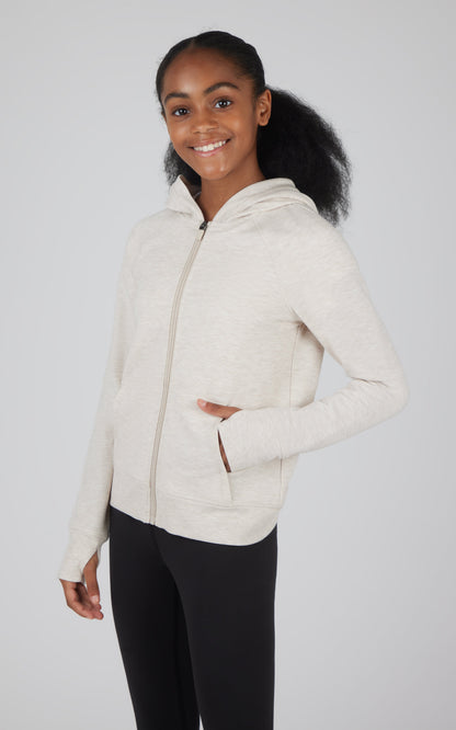 90 Degree by Reflex Girls Brushed Full Zip Hooded Jacket