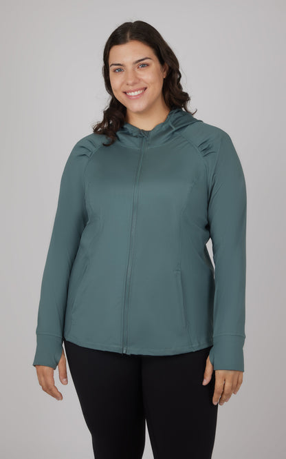 90 Degree by Reflex Plus Slim Fitted Full Zip Hooded Jacket