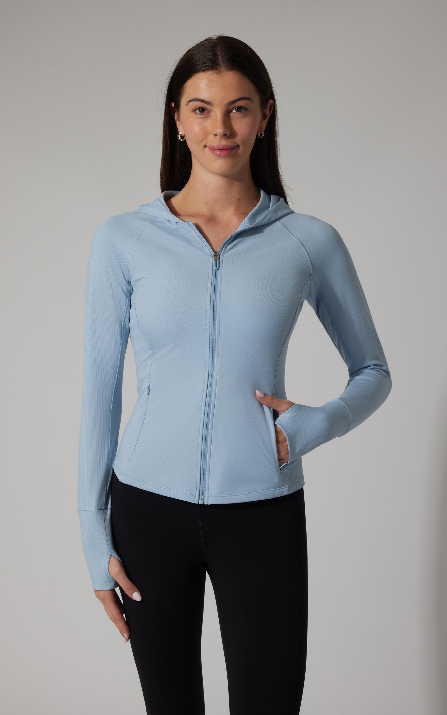 90 Degree by Reflex Felix Lux Ribbed Full Zip Hoodie Jacket