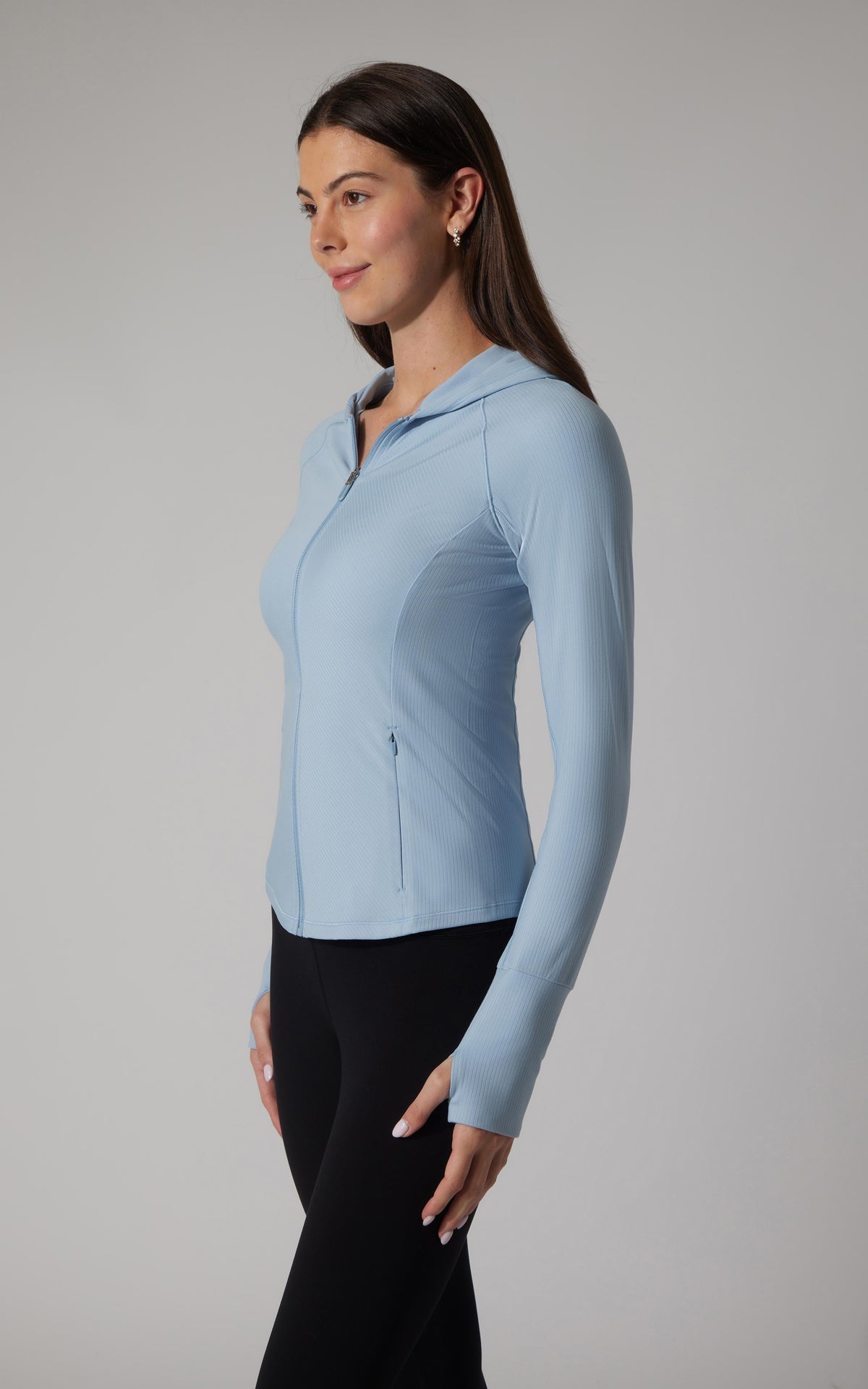 90 Degree by Reflex Felix Lux Ribbed Full Zip Hoodie Jacket
