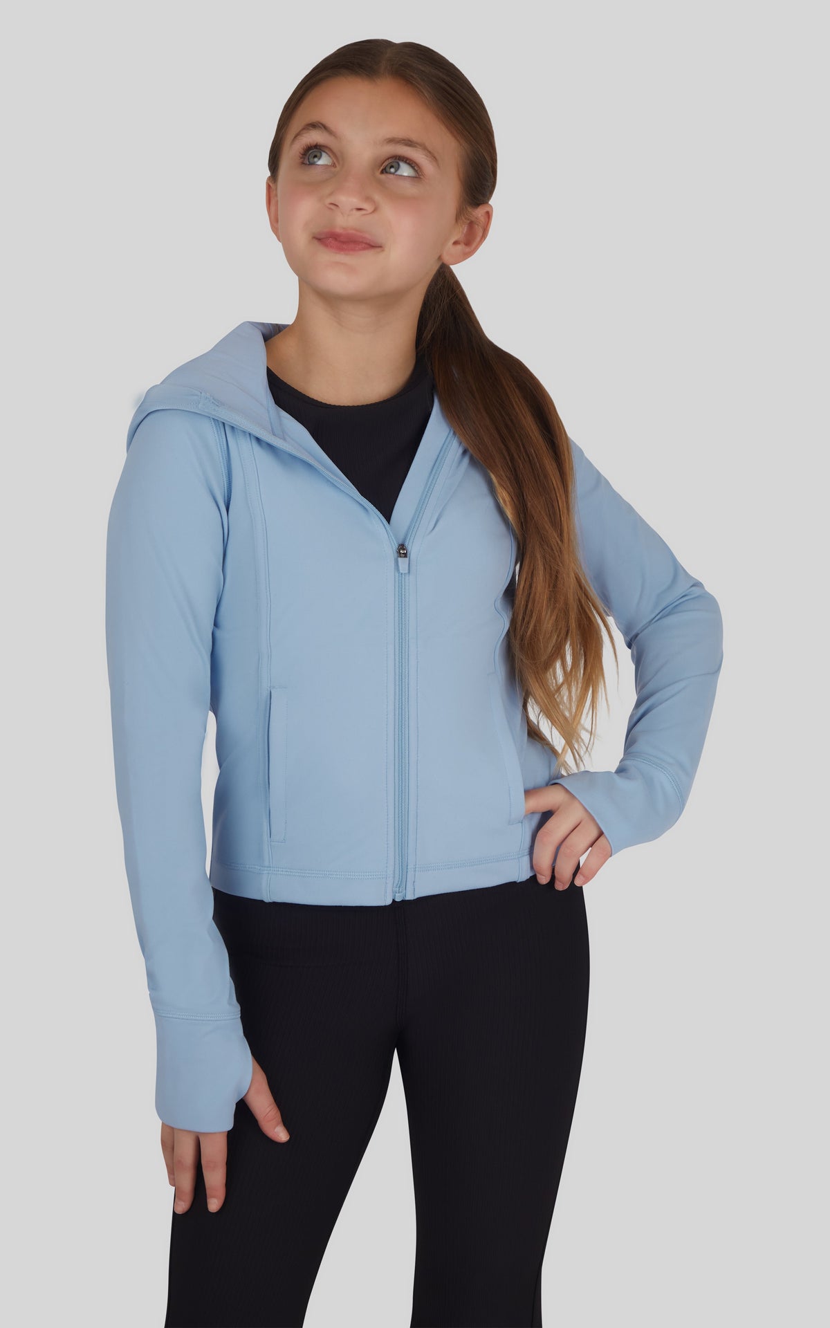 90 Degree by Reflex Girls Lux Full Zip Hooded Jacket