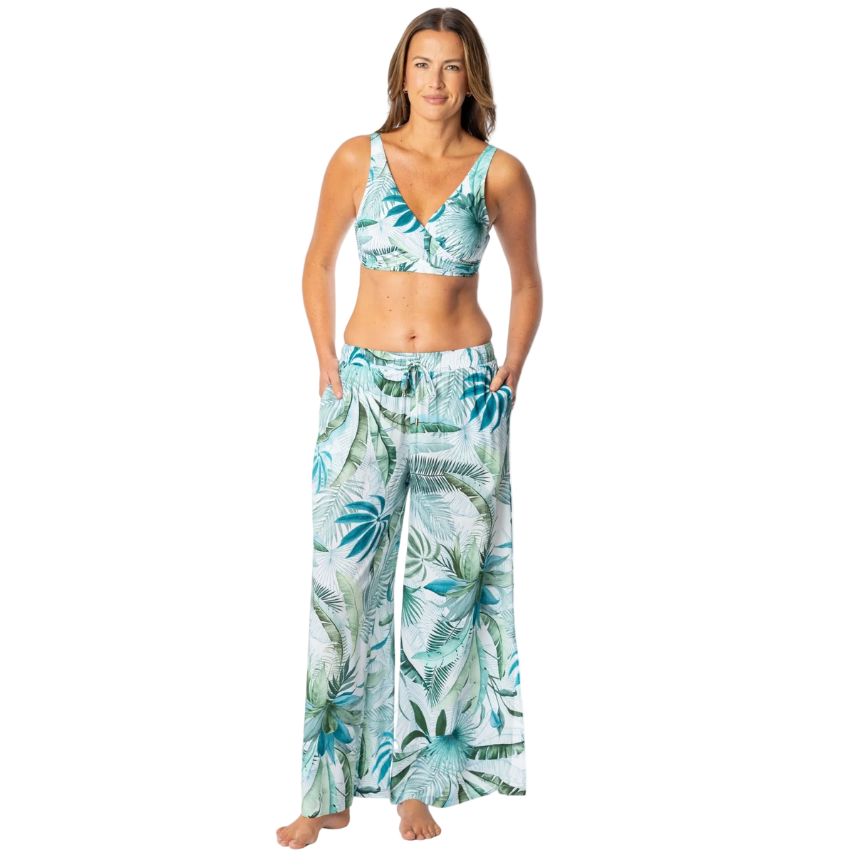 Jantzen Josephine Pull On Pant - Palm Toile White