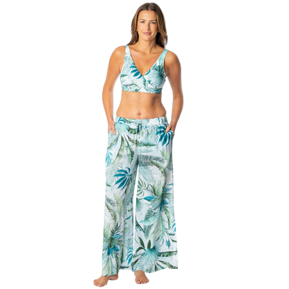Jantzen Josephine Pull On Pant - Palm Toile White