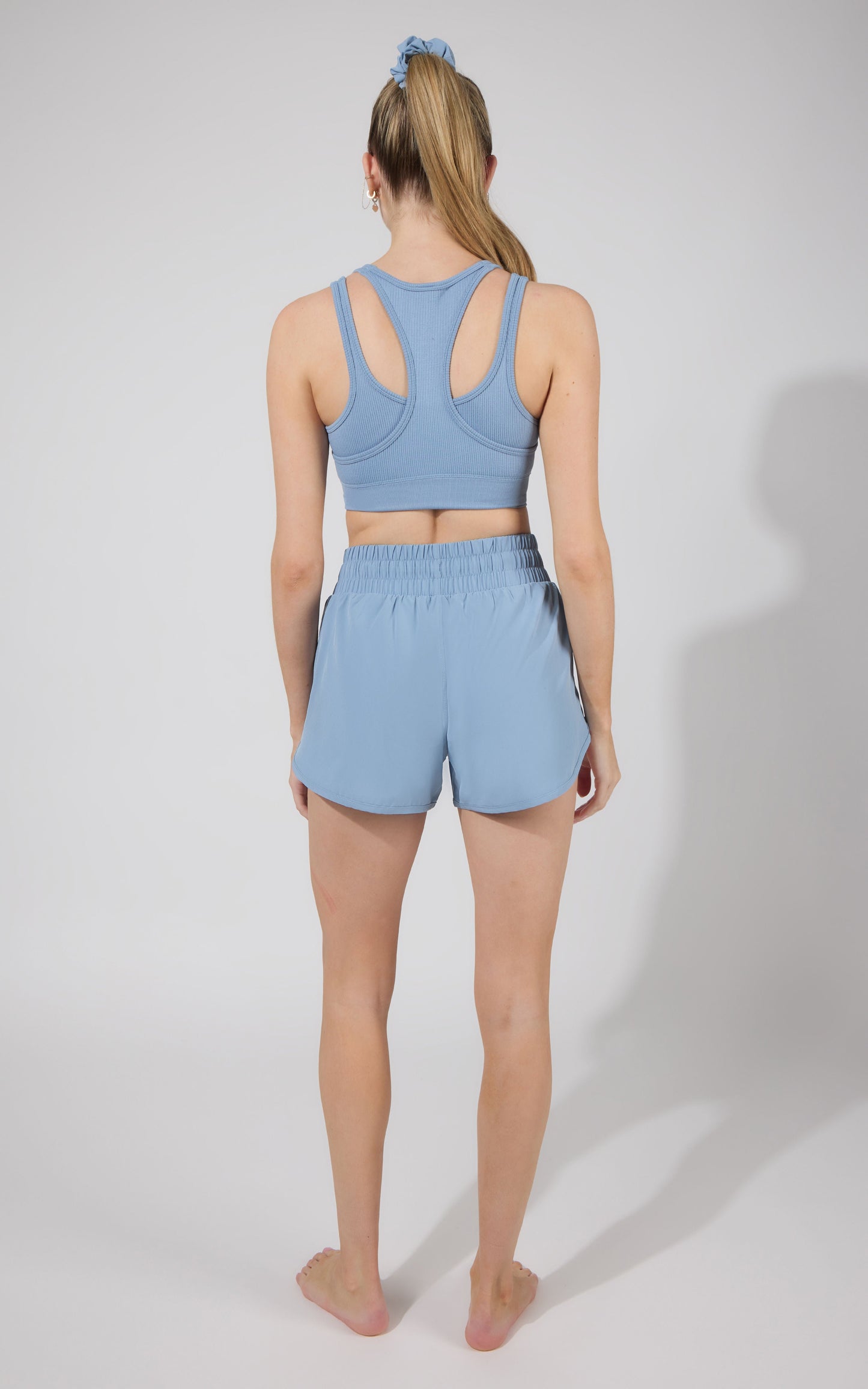 90 Degree by Reflex Seamless Double Layer Bra & Running Short w Scrunchie