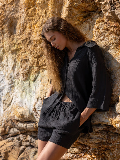 Kaya Boyfriend Shirt - Charcoal