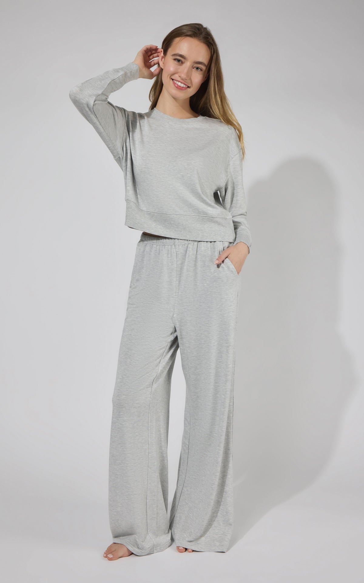 90 Degree by Reflex Modal Terry Crew Long Sleeve