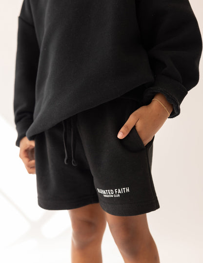 Elevated Faith Kingdom Club Black Kids Short