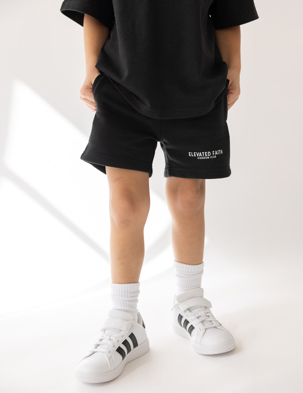 Elevated Faith Kingdom Club Black Kids Short