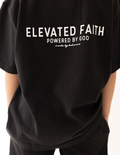 Elevated Faith Kingdom Club Black Kids Tee