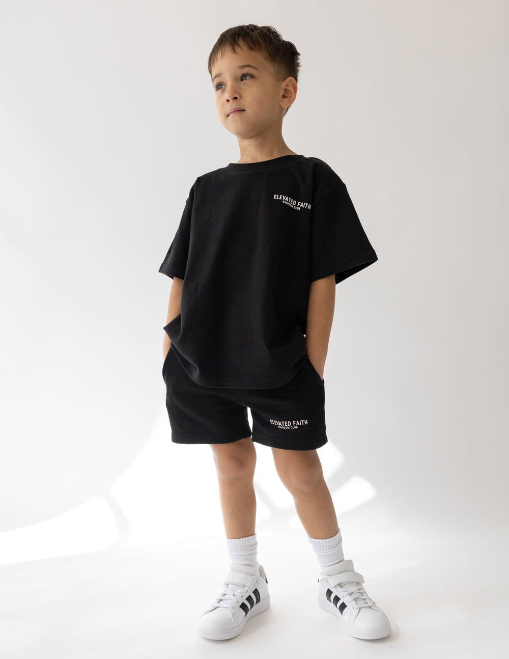 Elevated Faith Kingdom Club Black Kids Tee