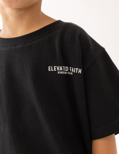 Elevated Faith Kingdom Club Black Kids Tee