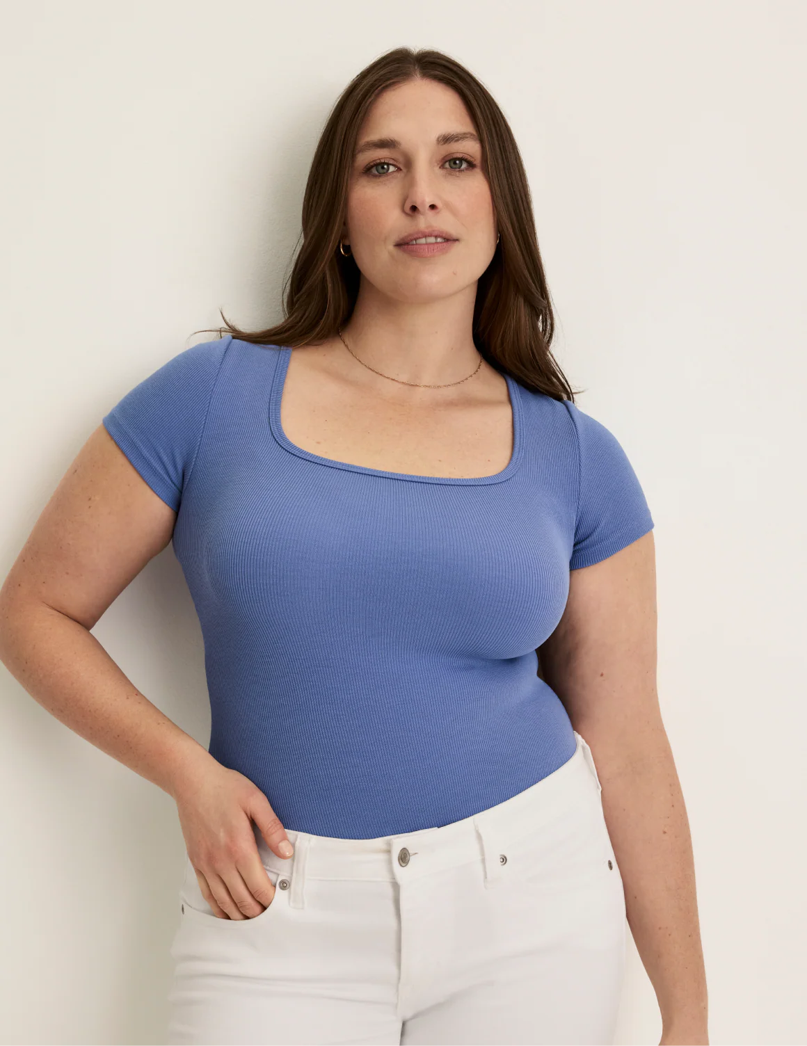 SculptRib™ Cotton Scoop Neck T-Shirt