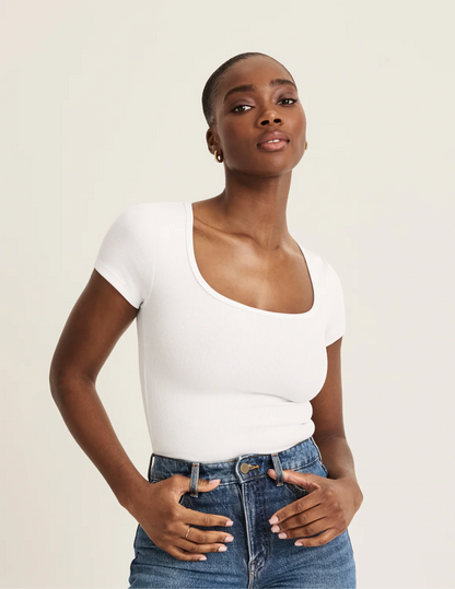 SculptRib™ Cotton Scoop Neck T-Shirt