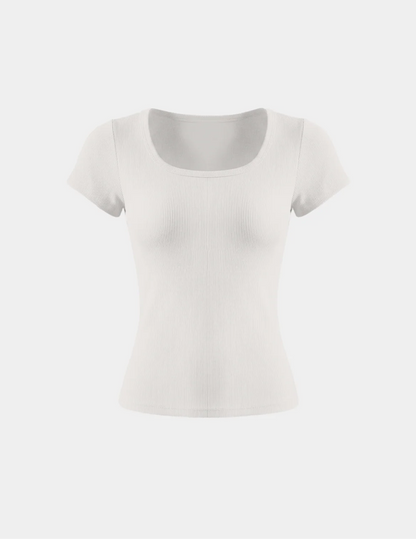 SculptRib™ Cotton Scoop Neck T-Shirt