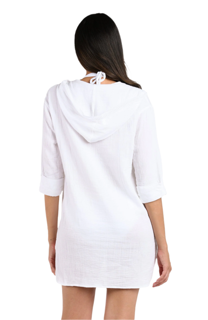 La Blanca Seaside Covers Hoodie Coverup - White