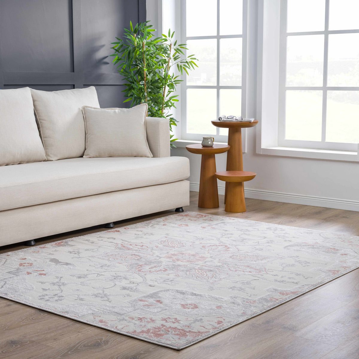 Calum Pink Floral Thick Area Rug - Clearance
