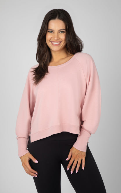 90 Degree by Reflex Terry Cutout Back High Low Sweatshirt