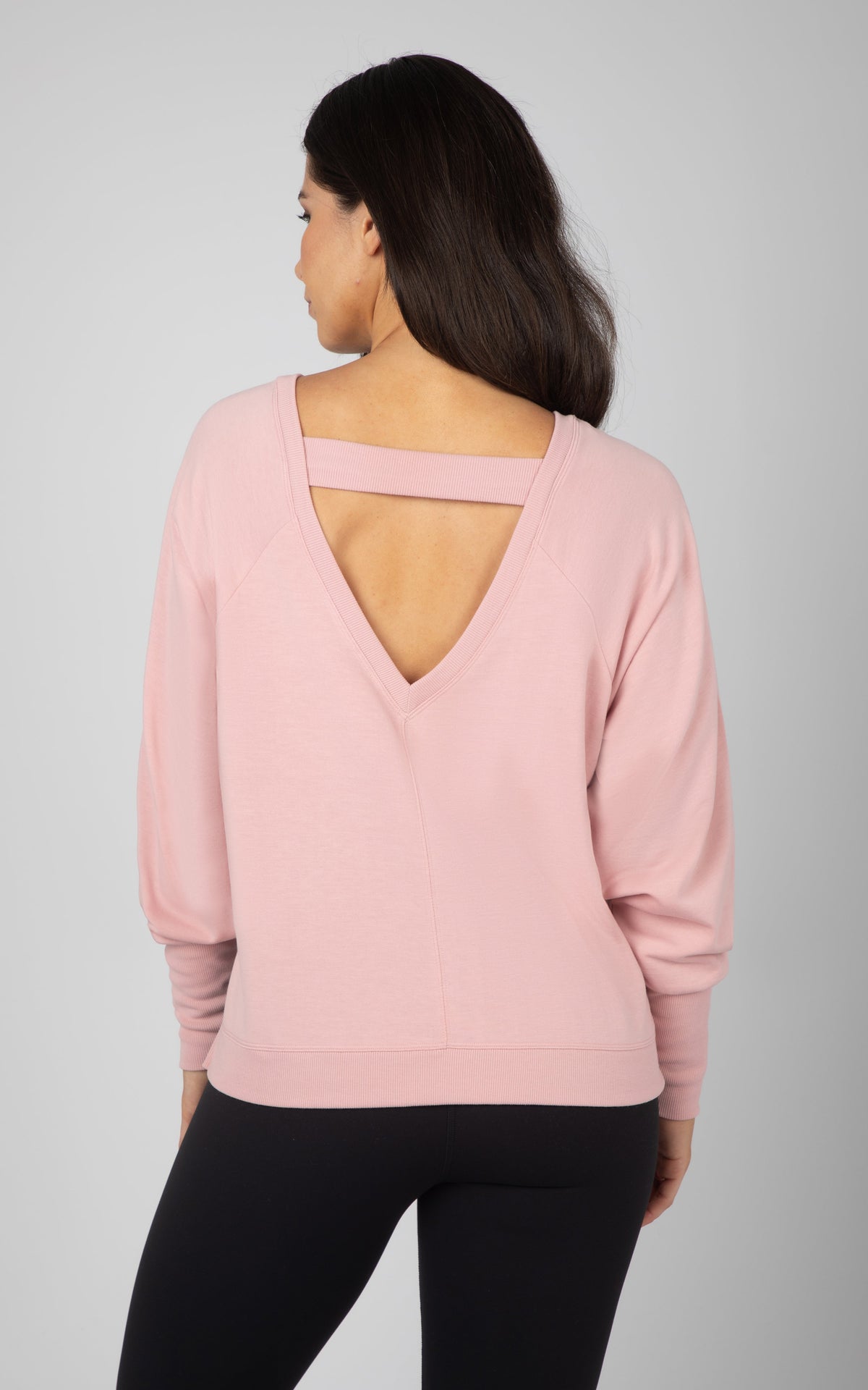 90 Degree by Reflex Terry Cutout Back High Low Sweatshirt