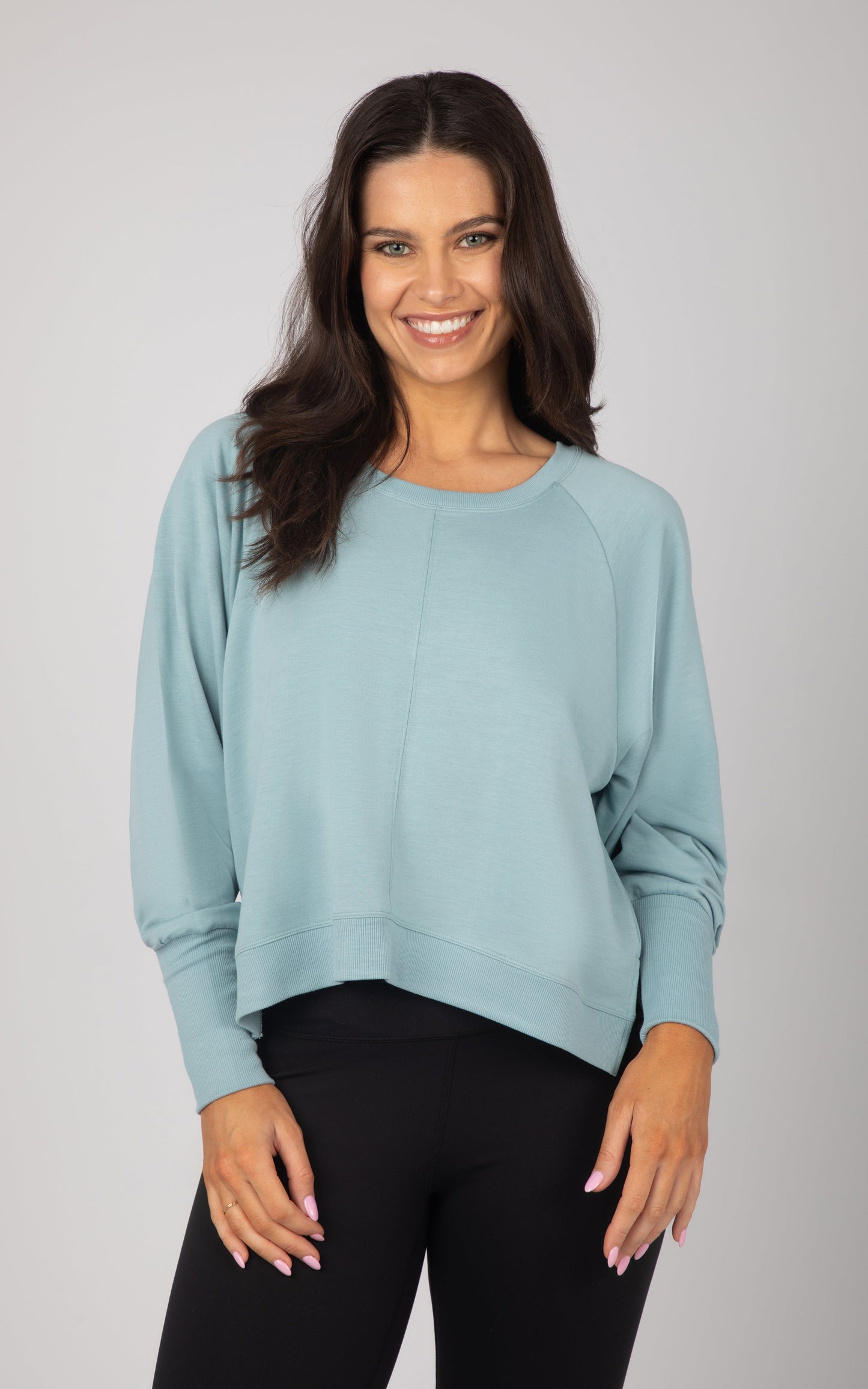 90 Degree by Reflex Terry Cutout Back High Low Sweatshirt