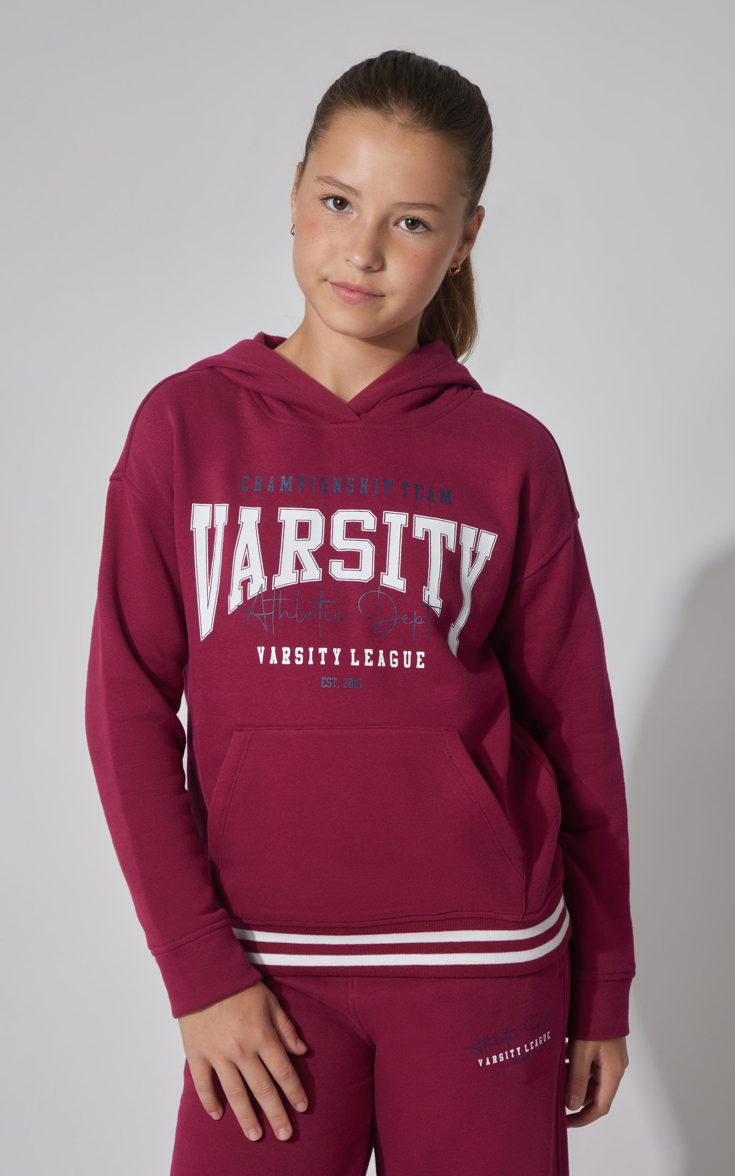 90 Degree by Reflex Girls Fleece Campus Pullover Hoodie