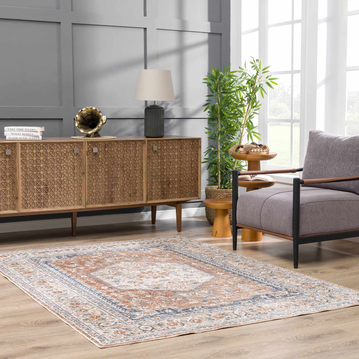 Gael Rust Boutique Washable Rug - Clearance