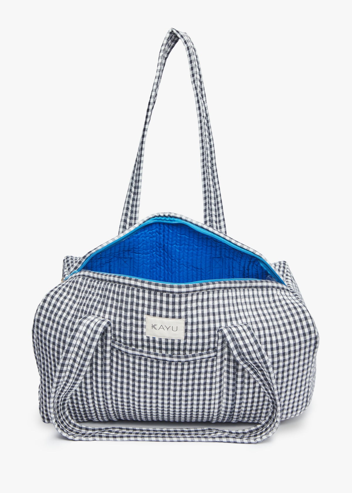 Daphne Travel Weekender Zip Tote Bag (Black Gingham)