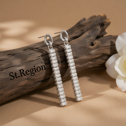 Crystal & Silvertone Cuban Chain Drop Earrings