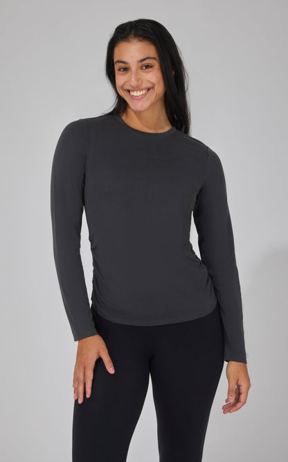 90 Degree by Reflex 2 PK Side Ruched Long Sleeve Top