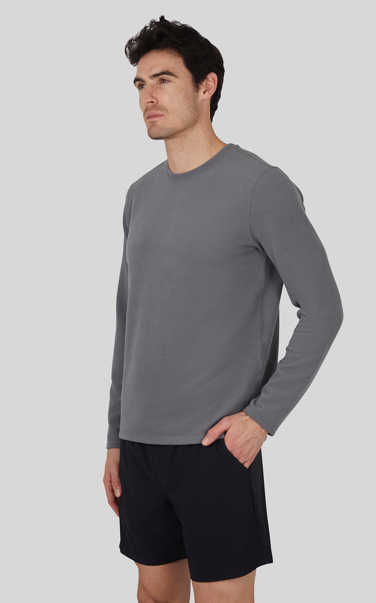 90 Degree by Reflex Men's Supreme Hyperlite Waffle Long Sleeve Crew Neck Shirt