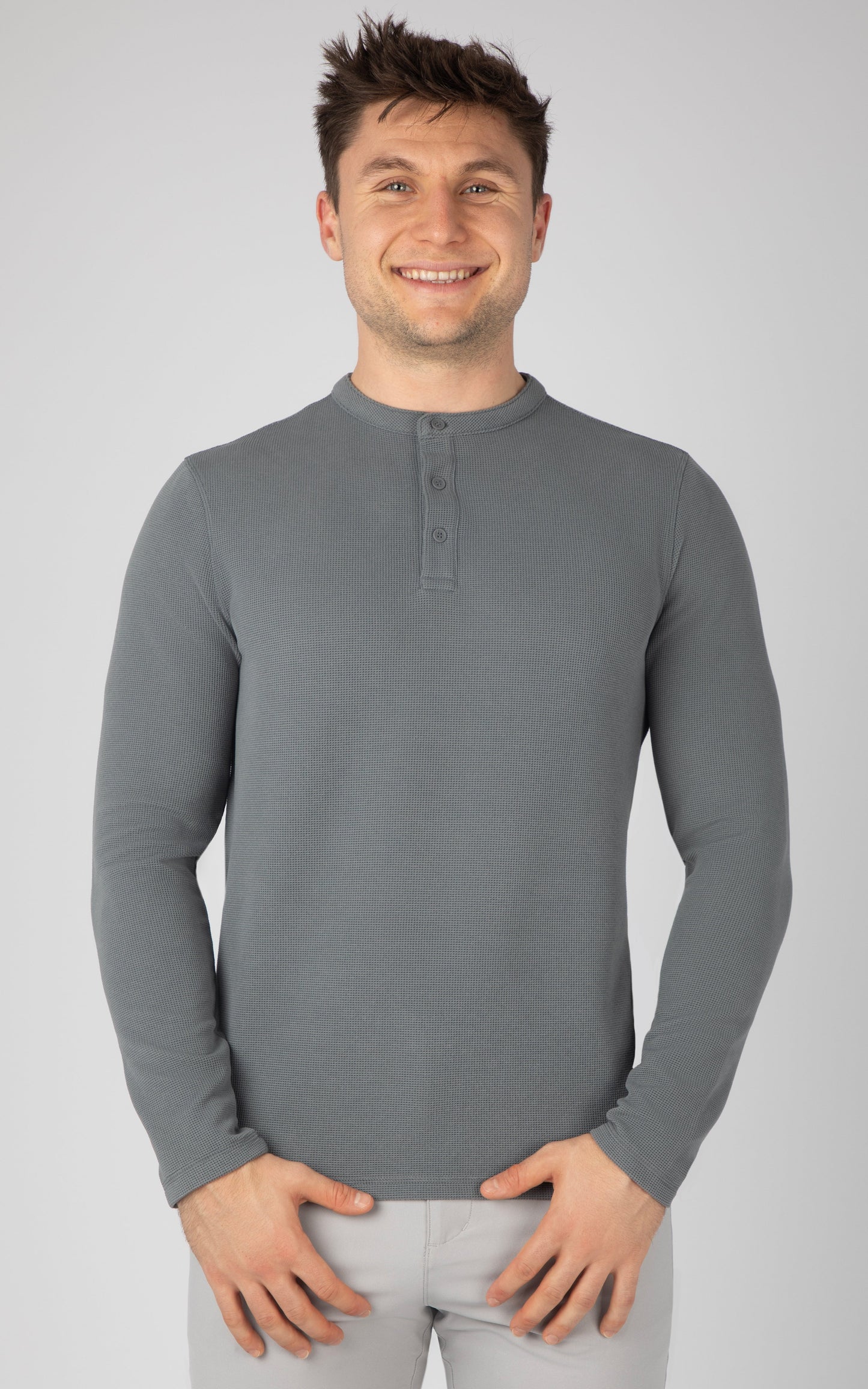 90 Degree by Reflex Men's Supreme Airtech Long Sleeve Henley Shirt