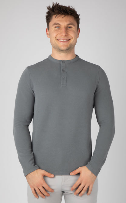90 Degree by Reflex Men's Supreme Airtech Long Sleeve Henley Shirt
