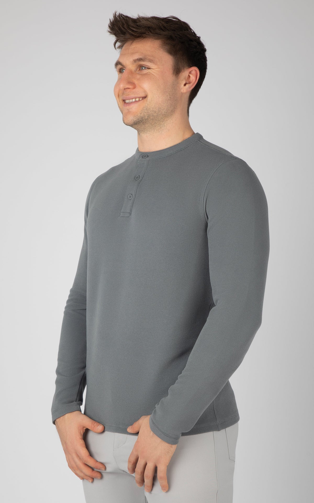 90 Degree by Reflex Men's Supreme Airtech Long Sleeve Henley Shirt