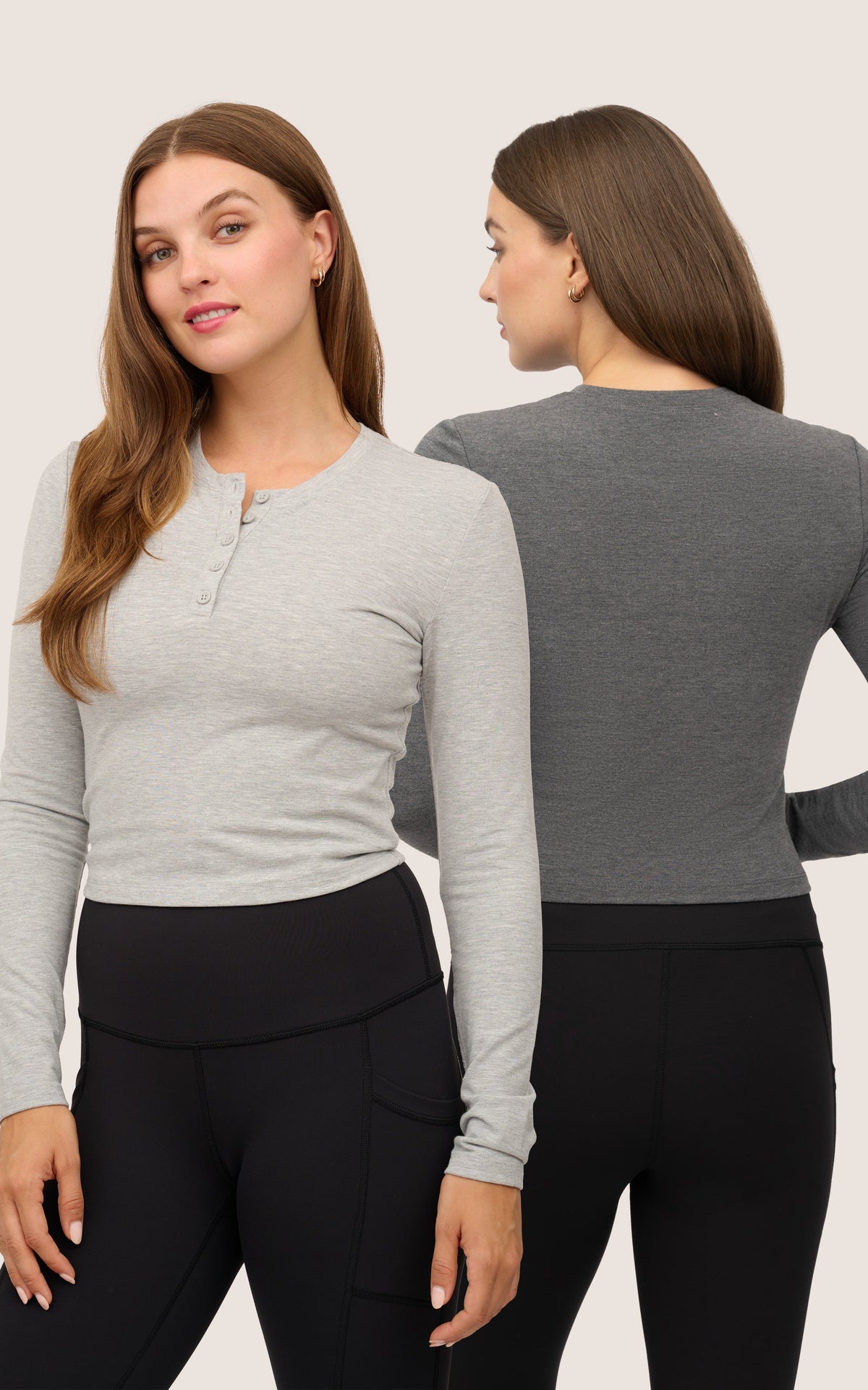 90 Degree by Reflex 2 PK Heather Long Sleeve Crewneck