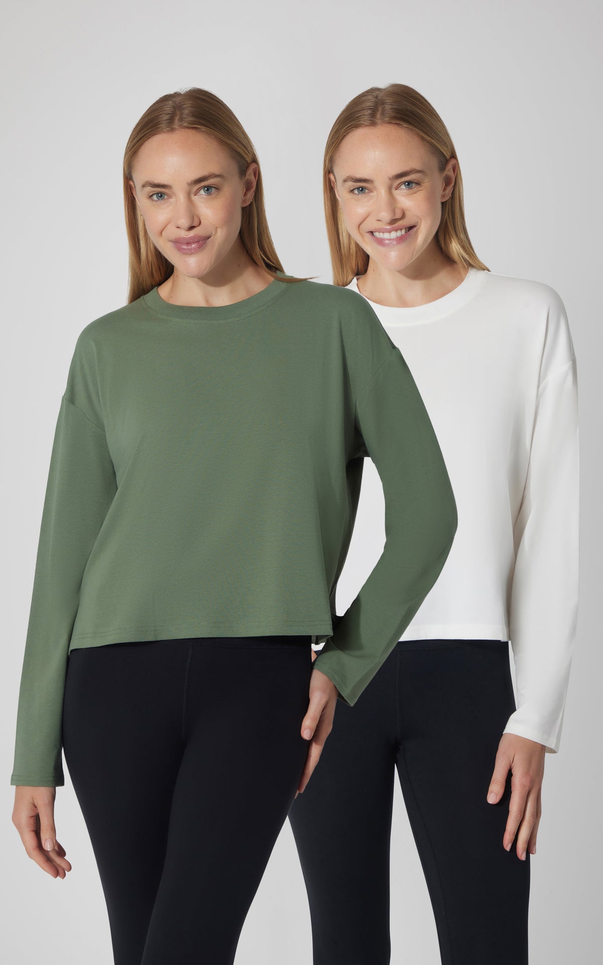 90 Degree by Reflex 2 PK Cotton Deluxe Boxy Long Sleeve Top
