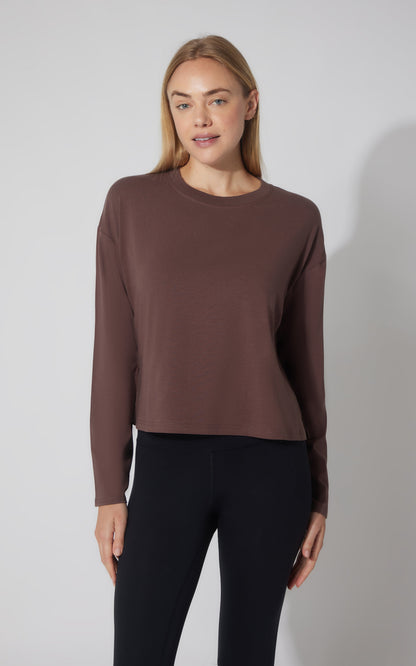 90 Degree by Reflex 2 PK Cotton Deluxe Boxy Long Sleeve Top