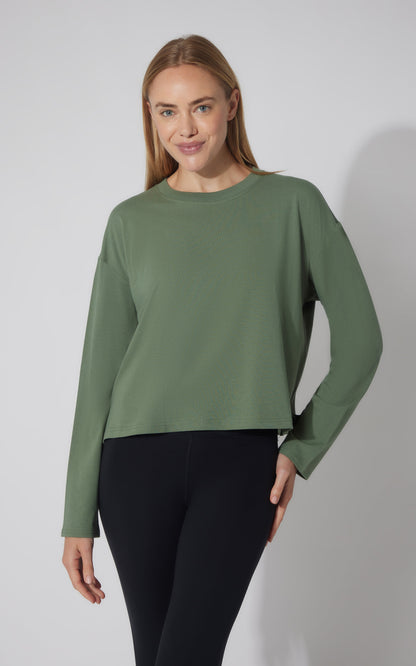 90 Degree by Reflex 2 PK Cotton Deluxe Boxy Long Sleeve Top