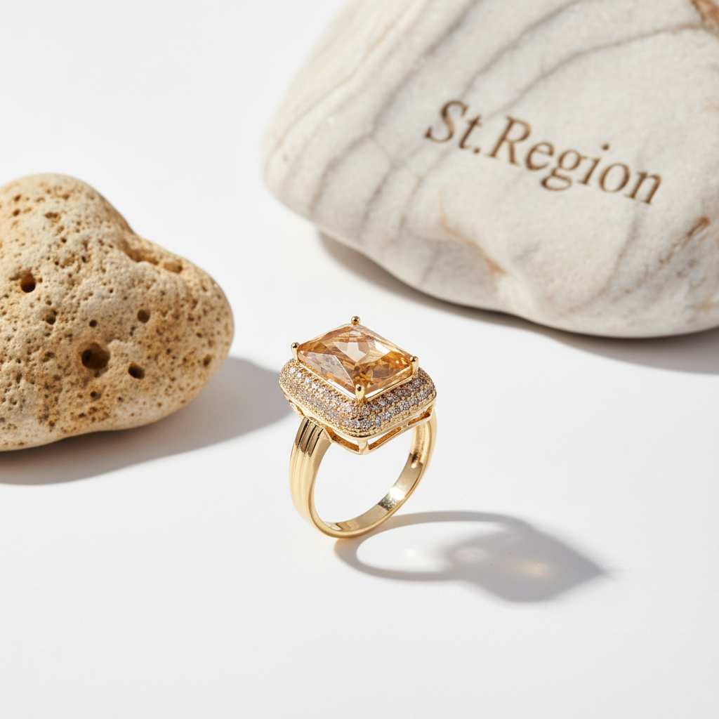 Champagne Crystal & Cubic Zirconia Radiant-Cut Ring