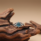 Blue Princess Crystal & Silvertone Band Ring