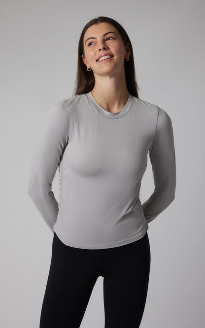90 Degree by Reflex 2 PK Cationic Jersey Crew Neck Top with Side Ruching and Everyday Crew Neck Top
