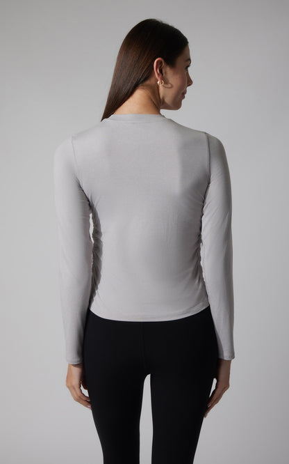 90 Degree by Reflex 2 PK Cationic Jersey Crew Neck Top with Side Ruching and Everyday Crew Neck Top