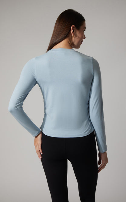 90 Degree by Reflex 2 PK Cationic Jersey Crew Neck Top with Side Ruching and Everyday Crew Neck Top