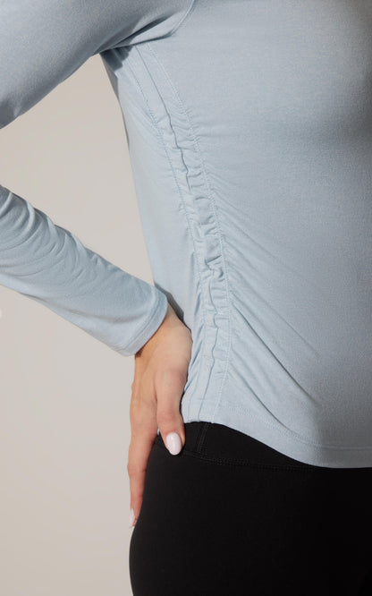 90 Degree by Reflex 2 PK Cationic Jersey Crew Neck Top with Side Ruching and Everyday Crew Neck Top