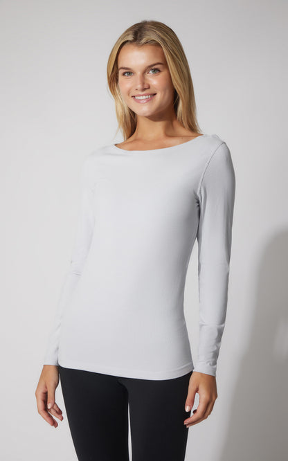 90 Degree by Reflex 2 PK Heavenly Ribbed Boat Neck Long Sleeve Top