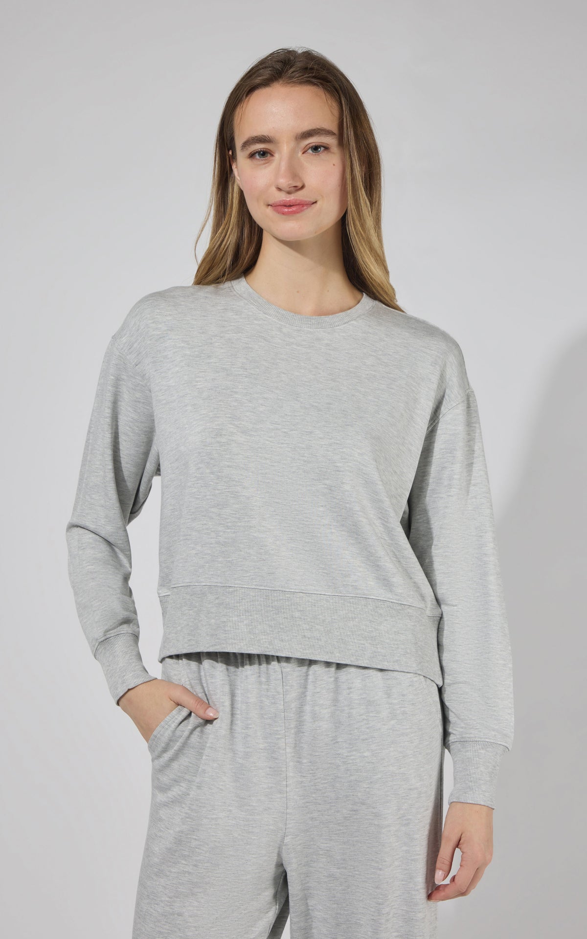 90 Degree by Reflex Modal Terry Crew Long Sleeve