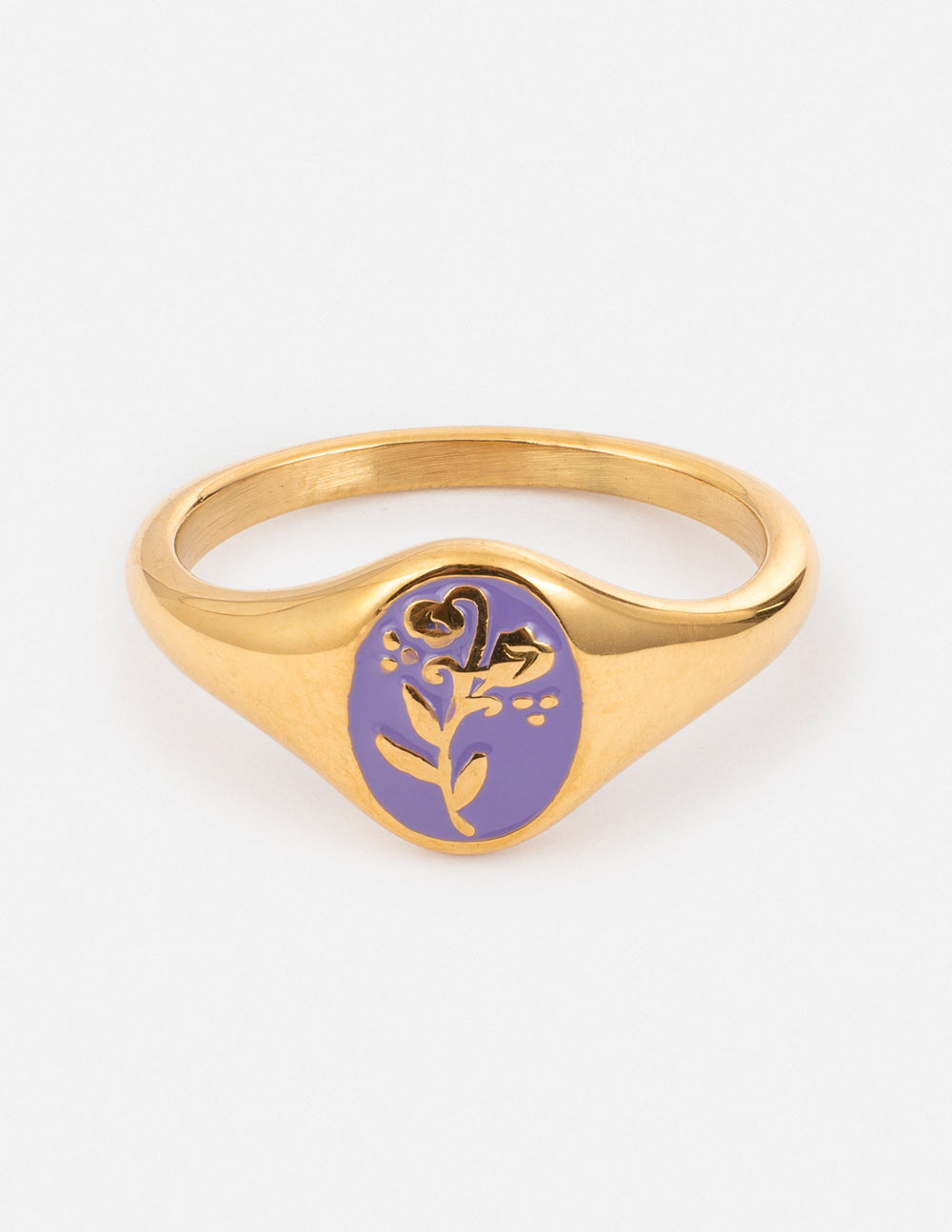 Elevated Faith Lavender Flower Signet Ring