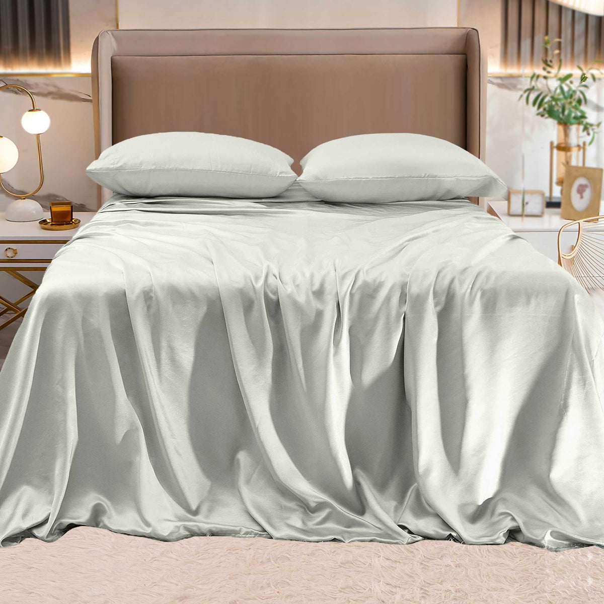 Elegant Comfort Fine 4-Piece Silky Satin Sheet Set, Bright Shades