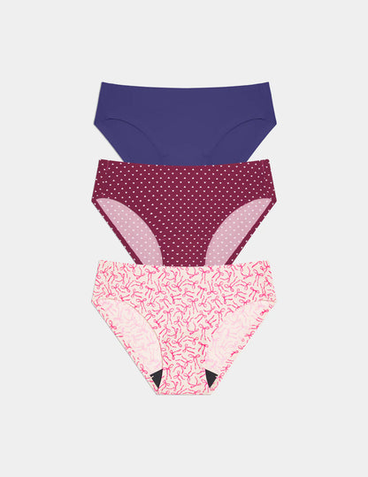 Teen Light Leakproof No-Show Bikini 3-Pack