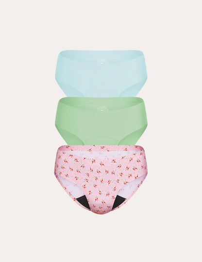 Teen Light Leakproof No-Show Bikini 3-Pack - Last Call