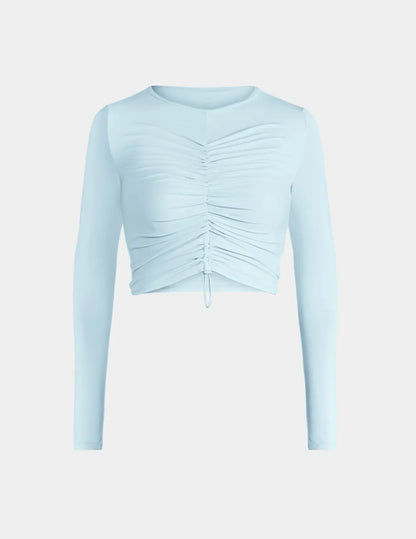 Ruched Long Sleeve Swim Top