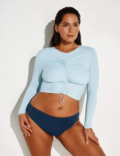 Ruched Long Sleeve Swim Top